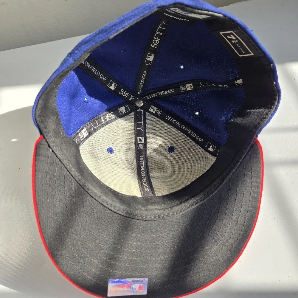 Chicago Cubs New Era 59Fifty Fitted Hat Cap Size 7¼‎ Blue Red Two Tone